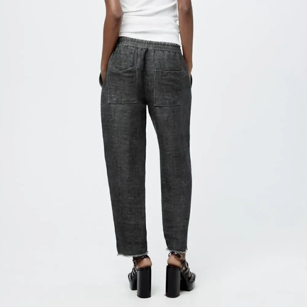 ZARA ZW COLLECTION LINEN BLEND JOGGER PANTS